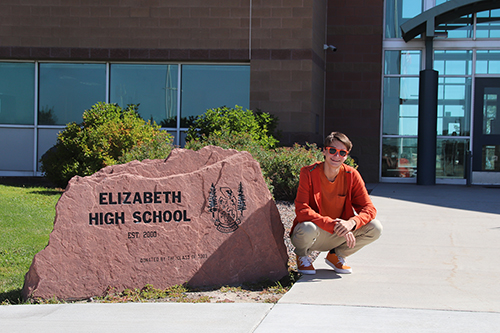 Brady Mowbray crouches in front of EHS